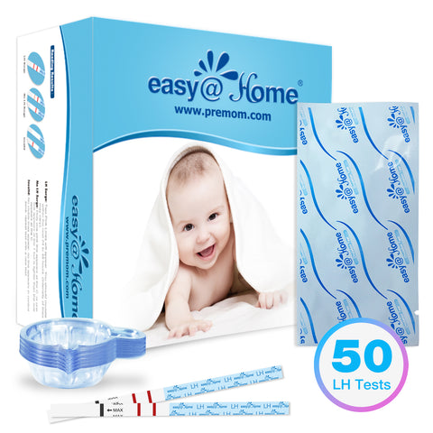 Easy@Home Ovulation Test Strips: 50 Ovulation Predictor kit with 50 Urine Cups | Accurate Fertility Tests for Women with Premom Tracker APP I 50 LH + 50 Urine Cups