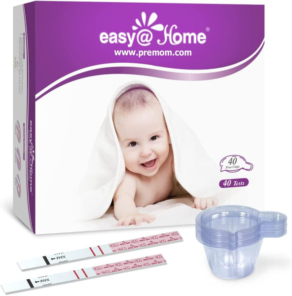 Easy @ Home 40 bandelettes de test d'urine de grossesse (HCG), 40 tests de HCG