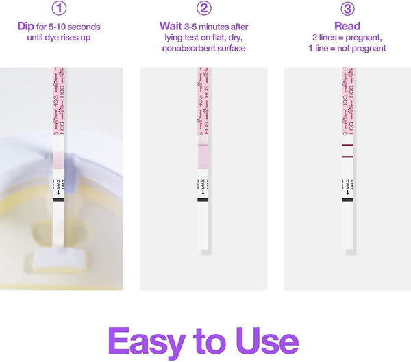 Easy @ Home 40 bandelettes de test d'urine de grossesse (HCG), 40 tests de HCG