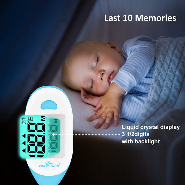 Baby Rectal Thermometer with Fever Indicator - Easy@Home Perfect Newborn and Infant Digital Thermometer with LCD Display Reading Body Temperature-Kid and Baby Item with Accurate Fast Reading - EMT-027