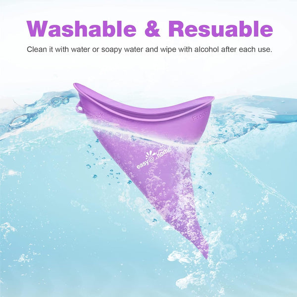 Portable Female Urination Device for Women: Easy@Home Silicone Female Urinal Pee Funnel Standing Up to Pee Urine Peeing Cup Reusable for Travel | Camping | Boating | Outdoor | Hiking Purple EUD408