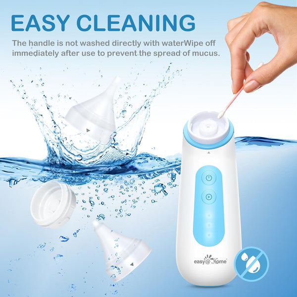 Easy@Home Nasal Aspirator for Baby: USB Rechargeable Electric Nose Suction, Gentle Effective Nose Sucker with 3 Levels of Adjustable Suction LED Night Light ENA102