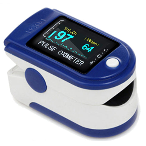 Easy@Home Oxímetro de pulso Medidor de saturación de oxígeno en la sangre SpO2 y monitor de frecuencia cardíaca, pantalla OLED giratoria con baterías incluidas y cordón portátil -EHP050