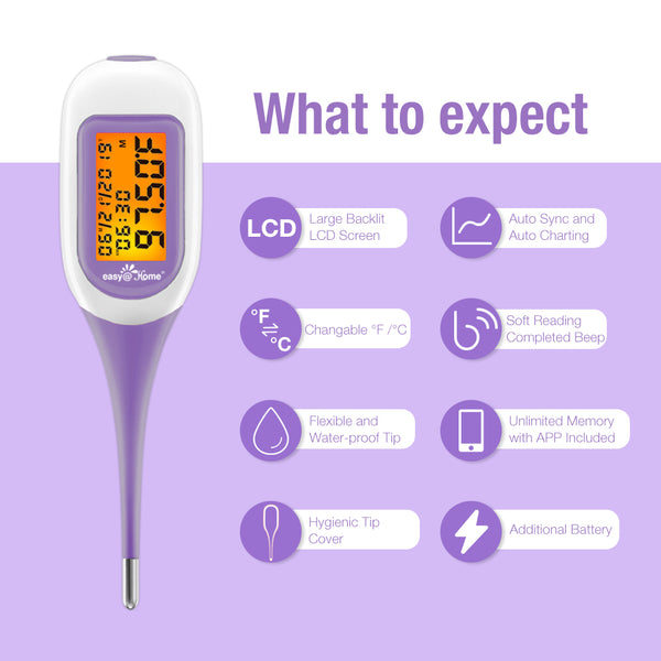 Thermomètre basal intelligent Easy @ Home avec application iOS et Android gratuite EBT-300 Violet