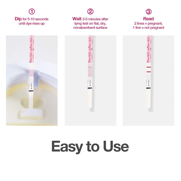 Easy @ Home 60 bandelettes de test urinaire de grossesse (HCG), 60 tests HCG