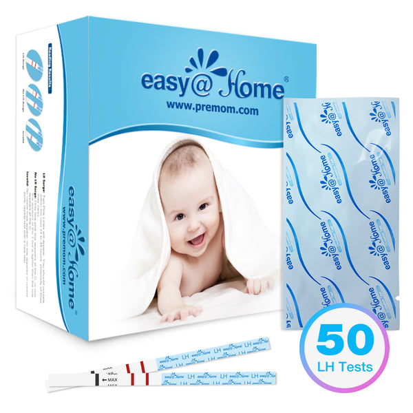 Kit de test d'ovulation Easy @ Home 50, suivi de l'ovulation et des règles le plus simple, optimisé par l'application Premom Ovulation Predictor iOS et Android, 50 tests LH