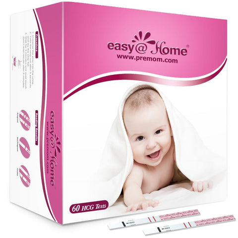 Easy @ Home 60 bandelettes de test urinaire de grossesse (HCG), 60 tests HCG