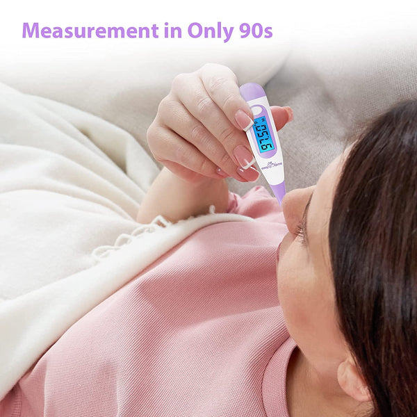 Termómetro basal digital Easy @ Home con pantalla LCD retroiluminada grande, alta precisión de 1/100 grados y recuperación de memoria, para seguimiento de la ovulación y planificación familiar natural, EBT-100B-P  (púrpura)