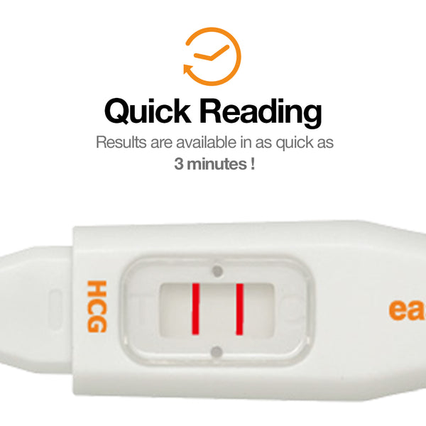 Varillas de prueba de embarazo Easy @ Home 3 - Pruebas de hCG Midstream, desarrolladas por Premom Ovulation Predictor iOS y Android App