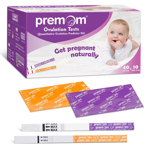 Premom Quantitative Ovulation Predictor Kit：40 Ovulation Tests + 10 Pregnancy Tests - Advanced Ovulation Test Strips Combo 40LH+10HCG Test