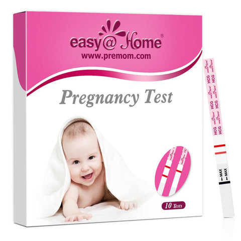 Easy @ Home 10 bandelettes de test urinaire de grossesse (HCG), 10 tests HCG