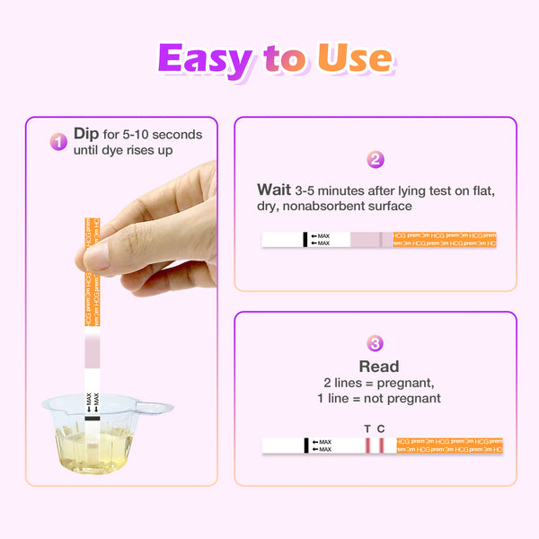 Tiras de prueba de embarazo Premom hCG -Kit de prueba de embarazo envuelto individualmente- Más del 99% de precisión y potenciado por Predomador de ovulación Premom iOS y Android APP_ # PM1-S