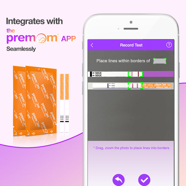 Bandelettes de test de grossesse Premom hCG - Kit de test de grossesse emballé individuellement - Précis à plus de 99% et optimisé par Premom Ovulation Predictor iOS et Android APP_ # PM1-S